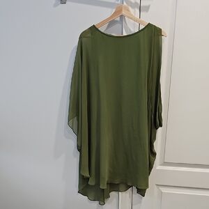Olive Green Women's Chiffon Tunic Dress